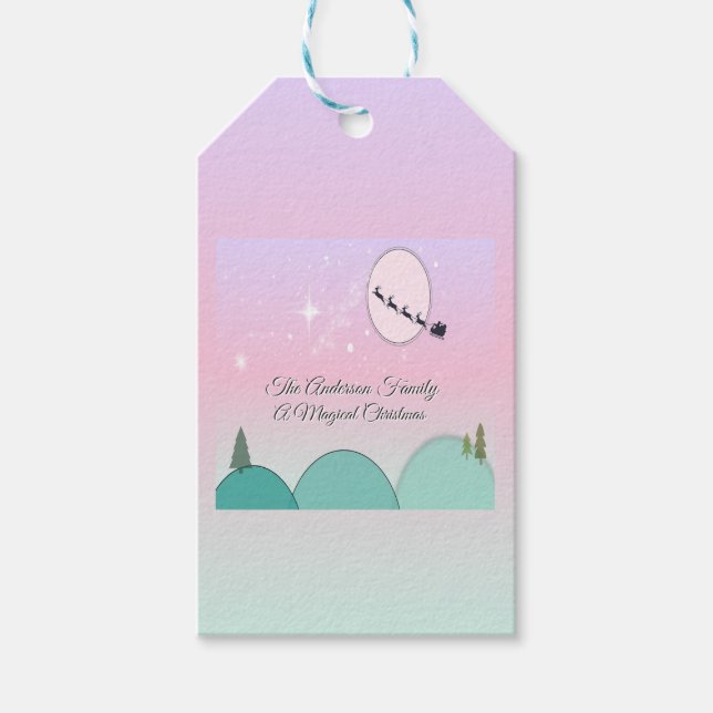 Pastel Moonlit Holiday Serenity Gift Tags (Front)