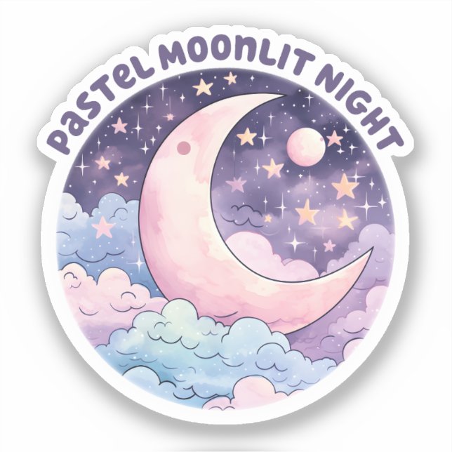 Pastel Moonlit Night – Dreamy Crescent Moon (Front)