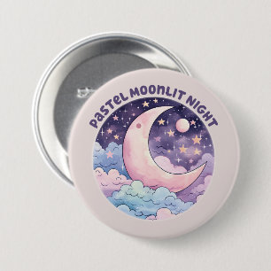 Pastel Moonlit Night – Dreamy Crescent Moon 7.5 Cm Round Badge