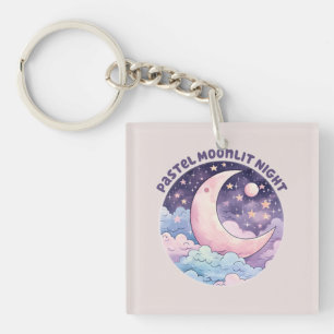 Pastel Moonlit Night – Dreamy Crescent Moon Key Ring