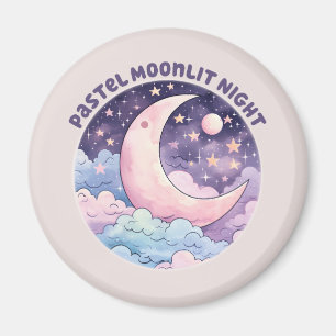 Pastel Moonlit Night – Dreamy Crescent Moon Magnet