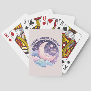 Pastel Moonlit Night – Dreamy Crescent Moon Playing Cards