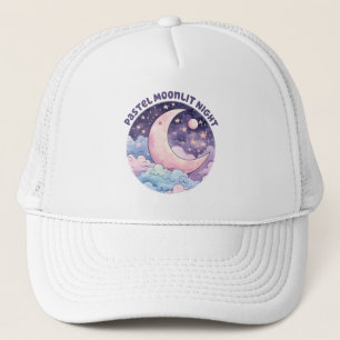 Pastel Moonlit Night – Dreamy Crescent Moon Trucker Hat