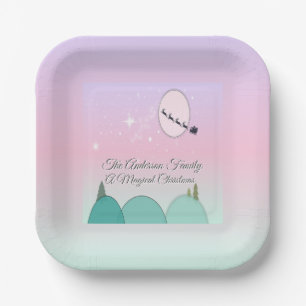 Pastel Moonlit Winter Cheer Paper Plate
