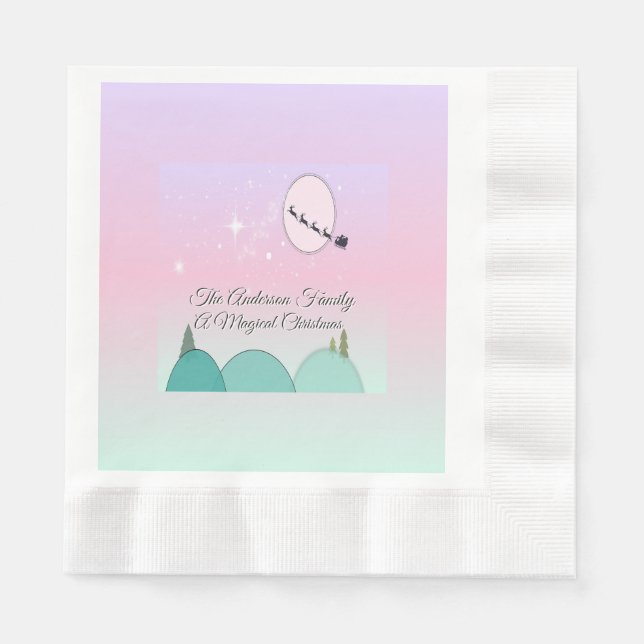 Pastel Moonlit Winter Wishes Napkin (Front)