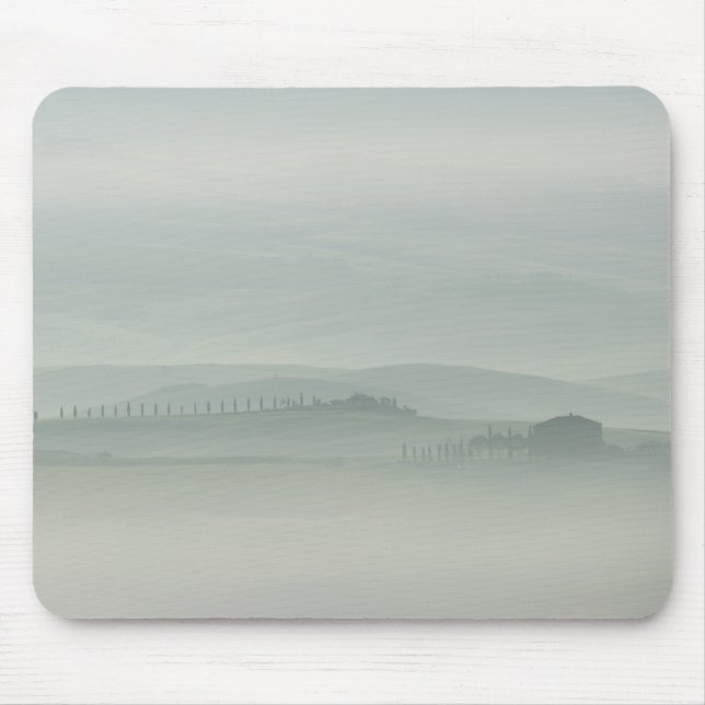 Pastel morning in foggy Tuscany Mouse Mat (Front)