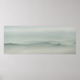 Pastel morning in foggy Tuscany Poster