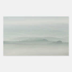 Pastel morning in foggy Tuscany Rectangular Sticker