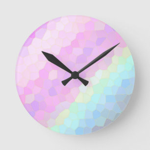 Pastel Mosaic Round Clock