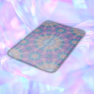 Pastel Mother of Pearl Pattern Name Monogram   Bath Mat