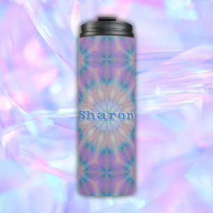 Pastel Mother of Pearl Pattern Name Monogram   Thermal Tumbler
