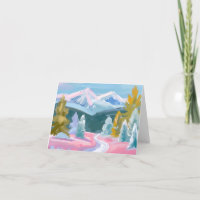 Pastel Mountain Range Winter Scene | Paint Strokes