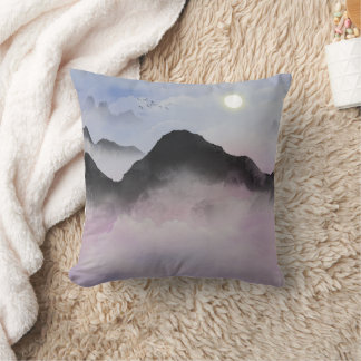 Pastel Mountain Silhouettes | Minimalist Nature  Cushion