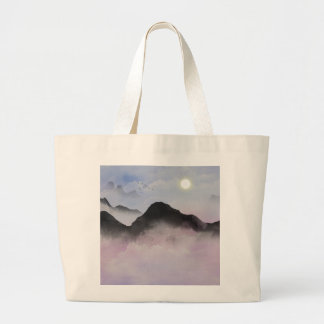 Pastel Mountain Silhouettes | Minimalist Nature  Large Tote Bag