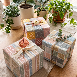 Pastel Mudcloth Mixed Set of Wrapping Paper Sheet