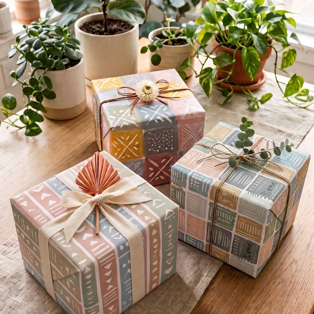 Pastel Mudcloth | Mixed Set of Wrapping Paper Sheet (Styled Gifts)