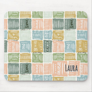 Pastel Mudcloth | Sage Block Custom Name Mouse Mat