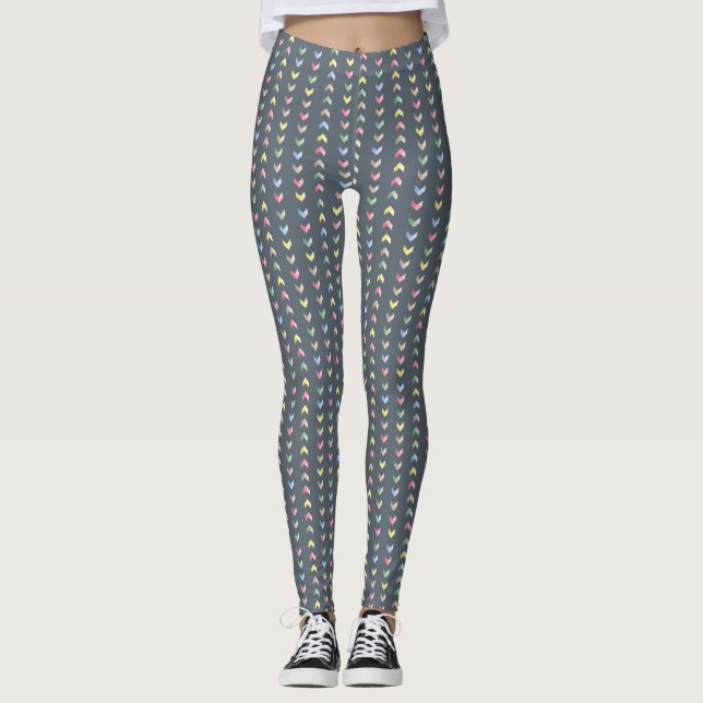 Pastel Multi-colour Chevron Pattern Leggings (Front)