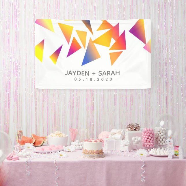 Pastel Multi-Coloured Confetti White Wedding Banner (Party)