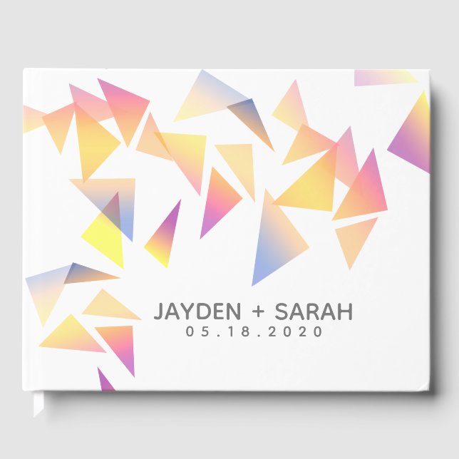 Pastel Multi-Coloured Confetti White Wedding Guest Book (Front)