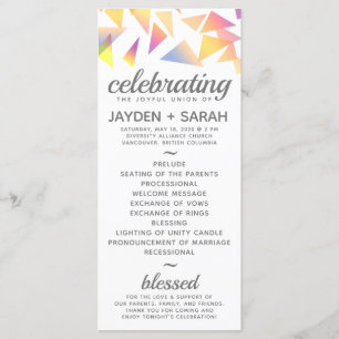 Pastel Multi-Coloured Confetti White Wedding Programme
