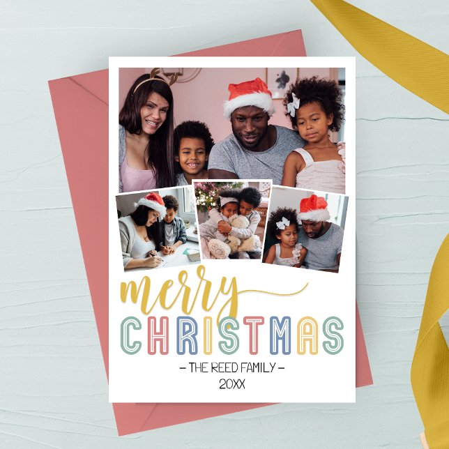 Pastel Multi-Photo Christmas Photo Card (Creator Uploaded)