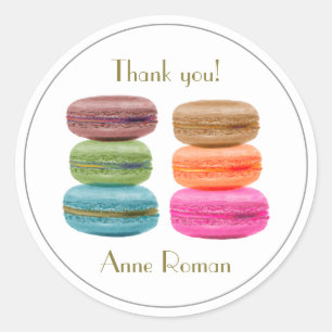 Pastel multicolor Macarons Thank You Classic Round Sticker
