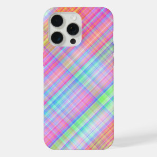 Pastel Multicolor Plaid Fabric iPhone 15 Pro Max Case