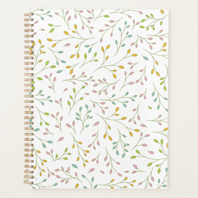 Pastel Multicolored Delicate Botanical Vine Patter Planner (Front)