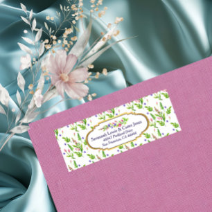 Pastel Multifloral & Gold Frame Return Address