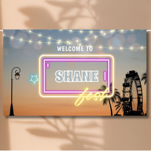 Pastel Music Festival Concert Boho Birthday Banner