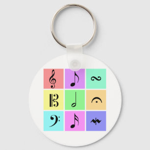pastel music symbols key ring