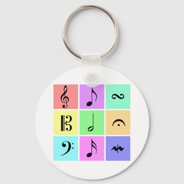 pastel music symbols key ring (Front)