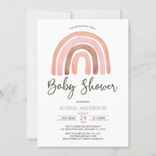 Pastel Muted Tones Boho Rainbow Baby Shower Invitation