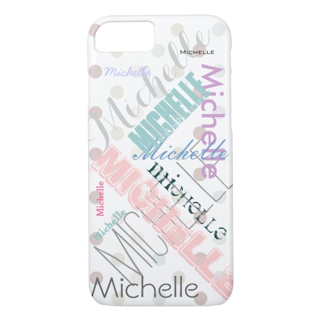 Pastel Name Polka Dot Case-Mate iPhone Case (Back)