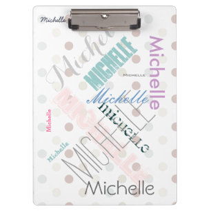 Pastel Name Polka Dot Clipboard