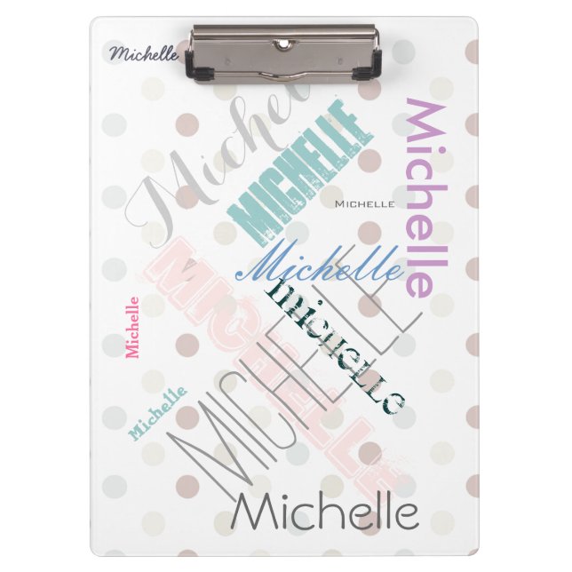 Pastel Name Polka Dot Clipboard (Front)