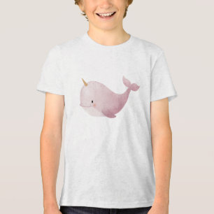 Pastel Narwhal Watercolor Illustration Tri-Blend Shirt