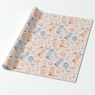 Pastel Nashville Cowgirl Boots Watercolor Gift Wrapping Paper