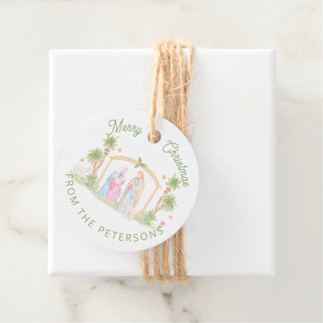 Pastel Nativity Christmas Favour Tags (In Situ)