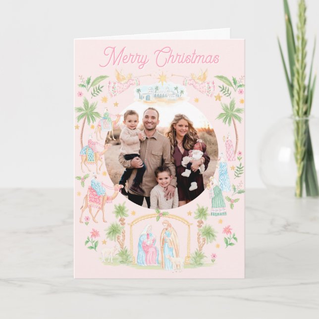 Pastel Nativity Folded Photo Card (Front)