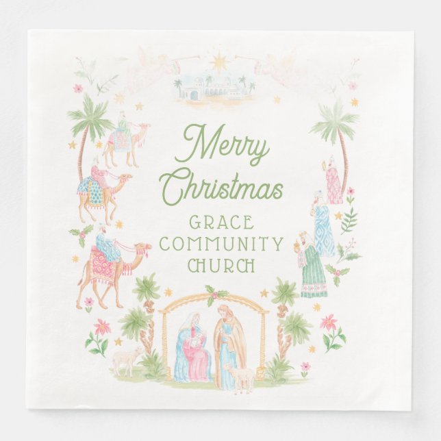 Pastel Nativity Frame Napkin (Front)