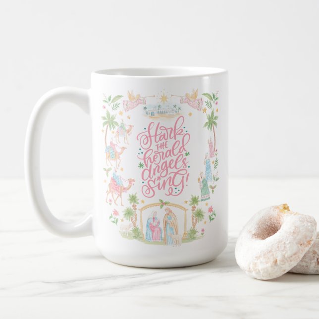 Pastel Nativity | Glory to the Newborn King Coffee Mug (With Donut)
