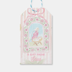 Pastel Nativity   Scenes Striped Gift Tags