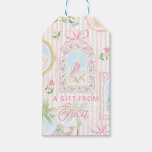 Pastel Nativity   Scenes Striped Gift Tags