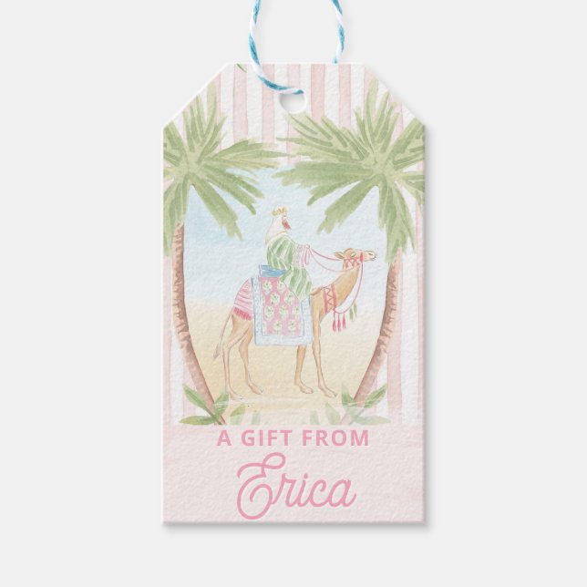 Pastel Nativity | Scenes Striped Gift Tags (Front)