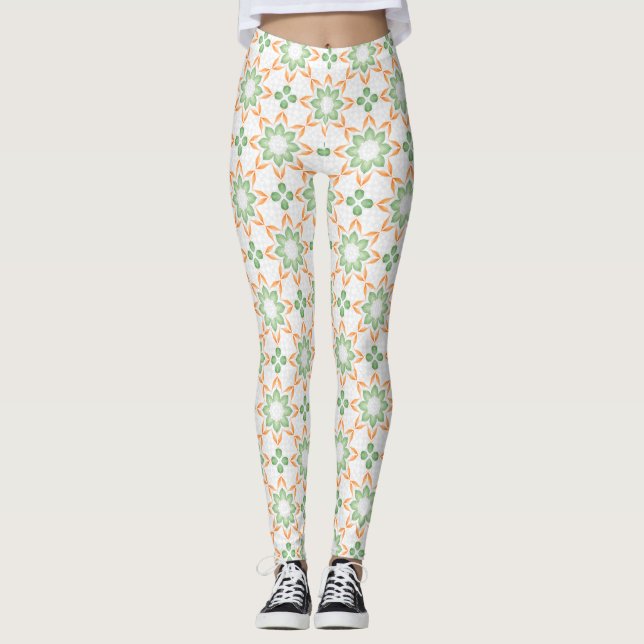 Pastel Nature-Inspired Printed Fashion Leggings (Front)