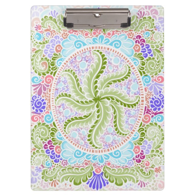 Pastel Nature Mandala Art Clipboard (Front)