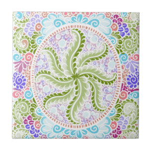 Pastel Nature Mandala Art Tile