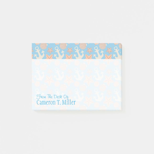 Pastel Nautical Pattern | Add Your Name Post-it Notes (Front)
